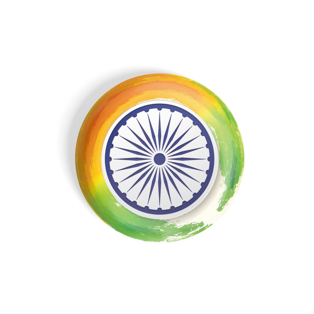 dhcrafts Round Fridge Magnet Multicolor Indian Flag Glossy Finish Design Pack of 1 (58 mm)